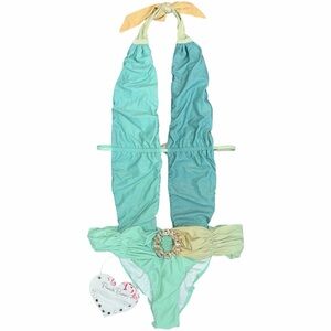NWT Beach Bunny One Piece Ombré Embellished Backless Y2K Deadstock Swimsuit